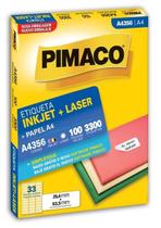 Etiqueta pimaco a4356 25,4 x 63,5 com 100 fls 33 etiq. p/ folha Etiqueta pimaco a4356 25,4 x 63,5 com 100 fls 33 etiq. p/ folha