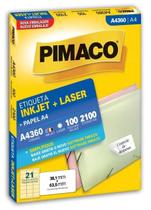 Etiqueta pimaco a4360 38,1 x 63,5 c/ 100 fls - 21 etiq. p/ folha