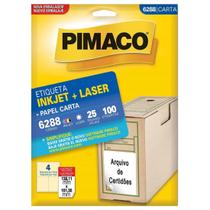 Etiqueta Pimaco Carta Inkjet + Laser 138,11x106,36mm 25 Folhas 6288