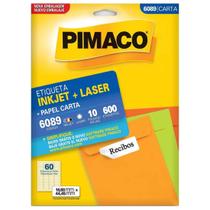 Etiqueta Pimaco Carta Inkjet + Laser 16,96x44,45mm 10 Folhas 6089