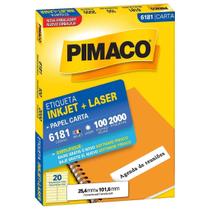 Etiqueta Pimaco Carta Inkjet + Laser 25,4x101,6mm 100 Folhas 6181