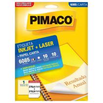 Etiqueta Pimaco Carta Inkjet + Laser 279,4x215,9mm 10 Folhas 6085