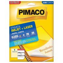 Etiqueta Pimaco Carta Inkjet + Laser 279,4x215,9mm 25 Folhas 6285