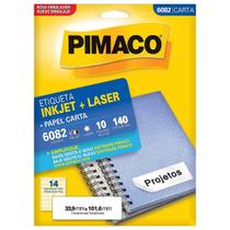 Etiqueta Pimaco Carta Inkjet + Laser 33,9x101,6mm 10 Folhas 6082