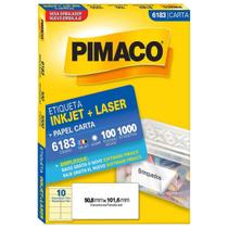 Etiqueta Pimaco Carta Inkjet + Laser 50,8x101,6mm 100 Folhas 6183