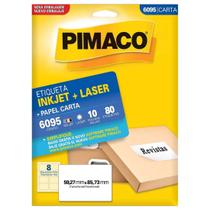 Etiqueta Pimaco Carta Inkjet + Laser 59,27x85,73mm 10 Folhas 6095