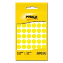 Etiqueta Pimaco TP 12 Redonda Amarela com 210 unidades