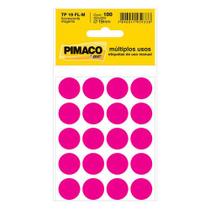 Etiqueta Pimaco TP 19 Redonda Magenta Fluorescente com 100 unidades