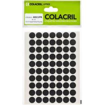 Etiqueta redonda preta 13mm. c/420 etiq cartela - Colacril