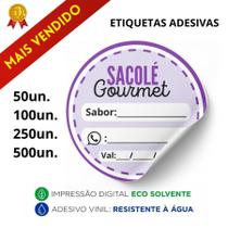 Etiqueta SACOLÉ GOURMET Impressão digital 4x4cm adesivo personalizado aumente suas vendas geladinho
