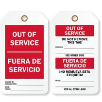 Etiqueta SmartSign Fora de Serviço Bilingue PVC 9,5x15 cm 25 unid.