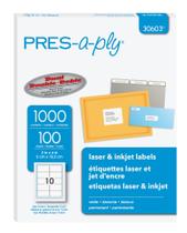 Etiquetas a laser Pres-a-ply 2x4 polegadas brancas 1000 unidades (30603)