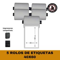 Etiquetas Adesivas 40x60 para Mini Impressora - 5 Rolos Etiquetas Adesivas 40x60 para Mini Impressora - 5 Rolos