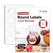 Etiquetas Adesivas A-SUB Redondas Brancas Brilhantes 2" - Pacote com 360 Etiquetas Adesivas A-SUB Redondas Brancas Brilhantes 2" - Pacote com 360