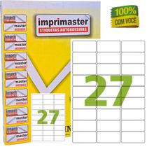 Etiquetas Adesivas Imprimaster A4 - 63,5m X 31mm 27 Etiquetas por folha - Caixa 100 Folhas