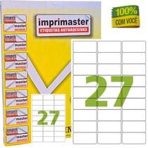 Etiquetas Adesivas Imprimaster A4 - 63,5mm X 31mm 27 Etiquetas por folha - Caixa 100 Folhas - 2700 etiquetas adesivas