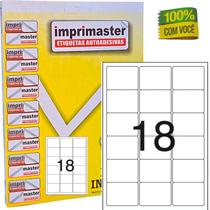 Etiquetas Adesivas Imprimaster A4 - 63,5mm x 46,6mm - 18 Etiquetas Folha - Caixa 100 folhas - 1800 etiquetas adesivas E-commerce