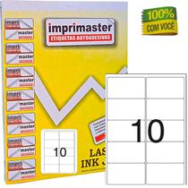 Etiquetas Adesivas Imprimaster A4 - 99,0mm x 55,8mm- 10 Etiquetas folha - Caixa 100 folhas - 1000 etiquetas adesivas