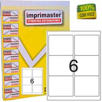 Etiquetas Adesivas Imprimaster Carta 84,7mmx101,6mm - 6 etiquetas folha - Caixa c/ 100 folhas - 600 etiquetas adesivas