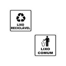 Etiquetas adesivas lixo reciclavel e comum 2pçs 15x15cm