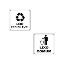 Etiquetas adesivas lixo reciclavel e comum 2pçs 15x15cm Etiquetas adesivas lixo reciclavel e comum 2pçs 15x15cm