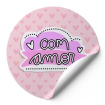 Etiquetas Auto Colante Adesivos Redondos Com Amor AD320