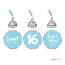 Etiquetas Chocolate Drop Andaz Press Sweet 16 Baby Blue, pacote com 216 Etiquetas Chocolate Drop Andaz Press Sweet 16 Baby Blue, pacote com 216