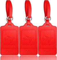 Etiquetas de Bagagem Teskyer (3 Unidades) - Couro PU Premium Vermelho Etiquetas de Bagagem Teskyer (3 Unidades) - Couro PU Premium Vermelho