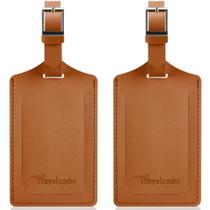Etiquetas de Bagagem Travelambo - Couro Sintético com Privacidade - Pacote com 2 (Amarelo)
