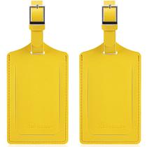 Etiquetas de Bagagem Travelambo - Couro Sintético com Privacidade - Pacote com 2 (Amarelo)