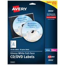 Etiquetas de CD Avery Printable Full-Face 20 Disc e 40 Spine Etiquetas de CD Avery Printable Full-Face 20 Disc e 40 Spine