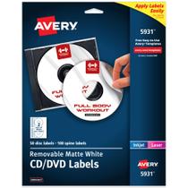 Etiquetas de CD imprimíveis Avery Matte White 50 Disc & 100 Spine
