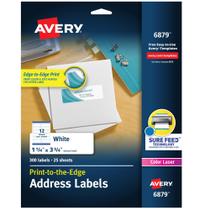 Etiquetas de endereço Avery Print-to-the-Edge 300 White 1.25x3.75cm