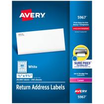 Etiquetas de endereço de devolução Avery Sure Feed 0,5 x 1,75 cm brancas Etiquetas de endereço de devolução Avery Sure Feed 0,5 x 1,75 cm brancas