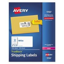 Etiquetas de envio Avery 5163 Laser 2x4 polegadas 1000/BX White