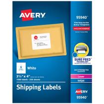 Etiquetas de envio Avery Printable 3-1/3 x 4 brancas 1500