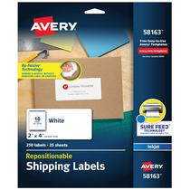 Etiquetas de envio Avery Repositionable 2x4in White 250 unidades