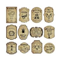 Etiquetas de Garrafa de Vinho de Halloween - Terror Gótico de Bruxa (12 ou 24 Peças)