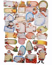 Etiquetas De Natal Autoadesivo 3D Com Estampas Variadas 28pc