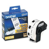 Etiquetas de papel Brother DK1218 Die-Cut Round 2,54 cm de diâmetro 1000/rolo