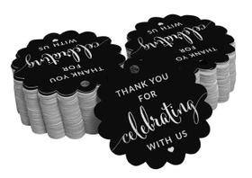 Etiquetas de Papel com Folha "Thank You for Celebrating with Us" para Chá, Festa e Casamento - Inkdotpot