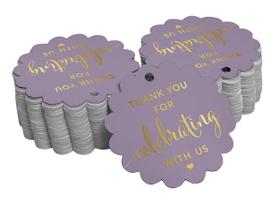 Etiquetas de Papel com Folha "Thank You for Celebrating with Us" para Festas e Eventos - Inkdotpot