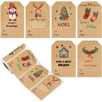 Etiquetas de presente de Natal e adesivos Longerse 5x8cm Kraft Paper