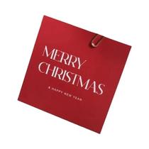 Etiquetas De Presente De Natal Vermelhas 100pcs Etiquetas Brancas Em Caligrafia Feliz Natal Em