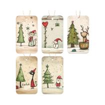 Etiquetas De Presente De Natal Vintage 50pcs Design Desenhado À Mão Etiquetas Pendentes Para