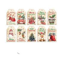 Etiquetas De Presente De Natal Vintage 50un. Com Corda De Pão De Gengibre E Boneco De Neve Para Etiquetas De Presente De Natal Vintage 50un. Com Corda De Pão De Gengibre E Boneco De Neve Para
