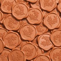 Etiquetas de Sello de Cera UNIQOOO 50 Pzas Naranja Óxido con Diseño de Eucalipto