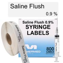 Etiquetas de seringa Saline Flush 0,9% 40 mm x 12 mm - Caixa com 800