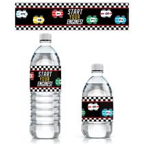 Etiquetas para garrafas de água DISTINCTIVS Race Car Birthday Party x20