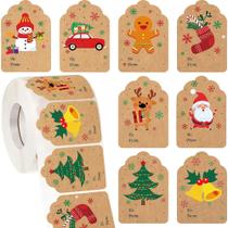 Etiquetas para regalos de Navidad Zonon Auto adhesivas 720 piezas Kraft